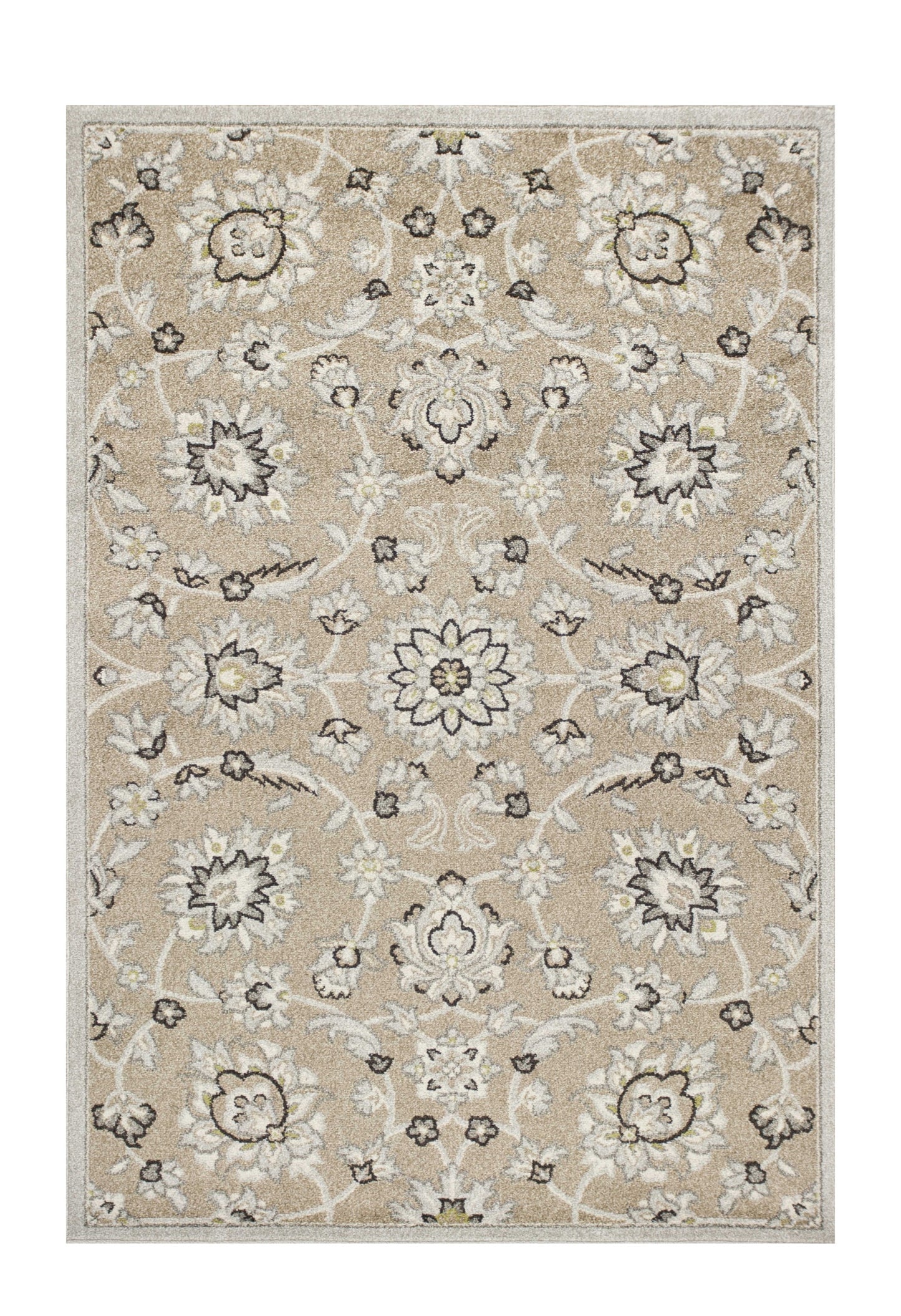 7' X 10' Gray And Ivory Floral Indoor Outdoor Area Rug