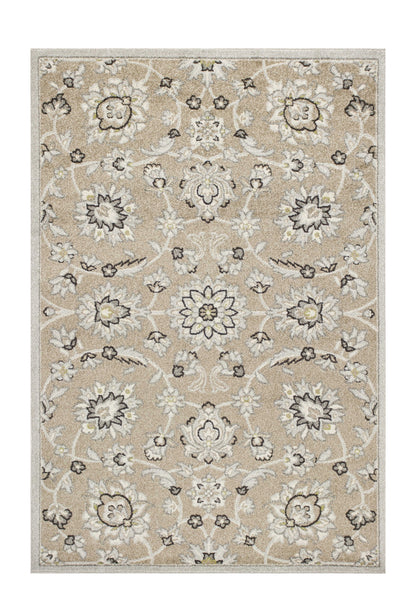 7' X 10' Gray And Ivory Floral Indoor Outdoor Area Rug