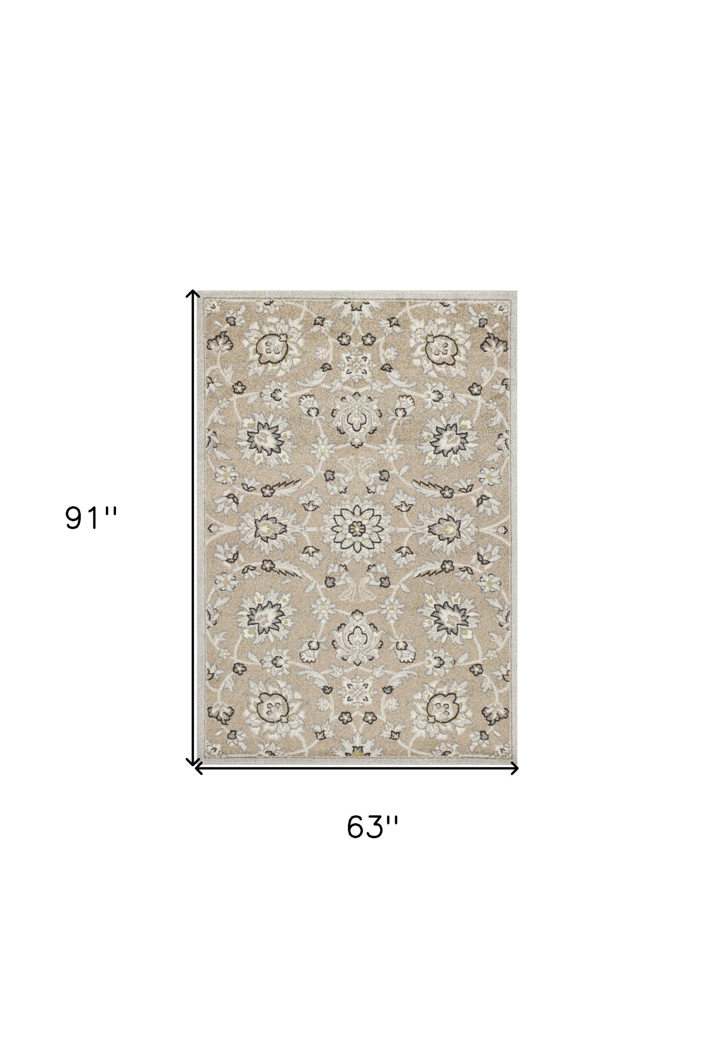 7' X 10' Gray And Ivory Floral Indoor Outdoor Area Rug