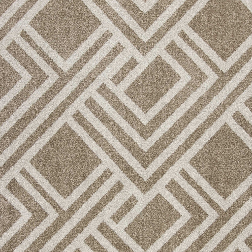 2' X 4' Beige Geometric Indoor Outdoor Area Rug