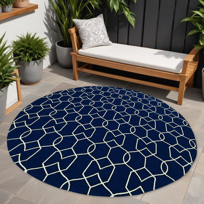 7' X 10' Blue Moroccan Indoor Outdoor Area Rug