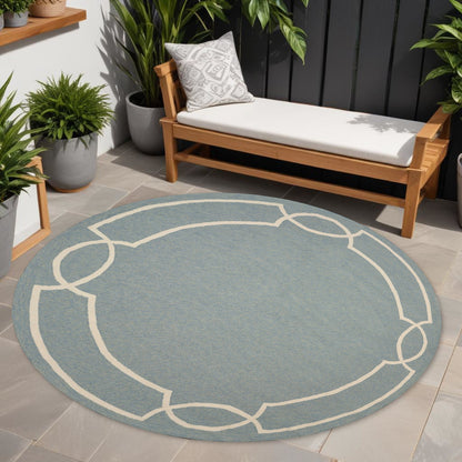 8' X 11' Gray and Ivory Handmade Indoor Outdoor Area Rug