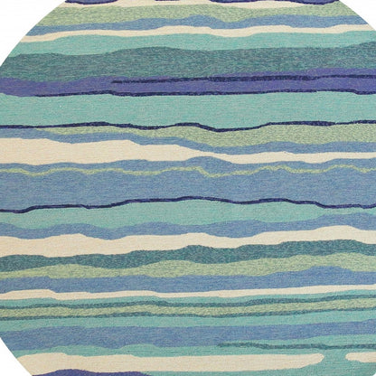 8' X 10' Blue Abstract Waves Indoor Outdoor Area Rug