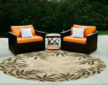 5' X 8' Beige Abstract Handmade Indoor Outdoor Area Rug