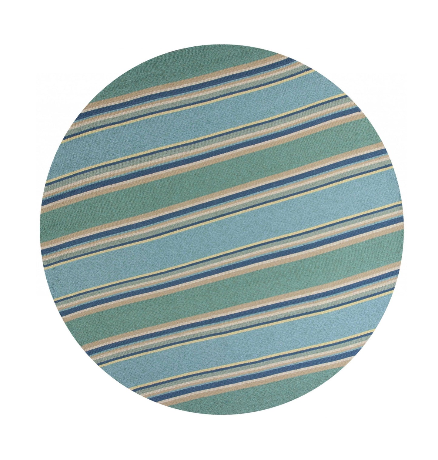 5' X 8' Blue Striped Handmade Indoor Outdoor Area Rug