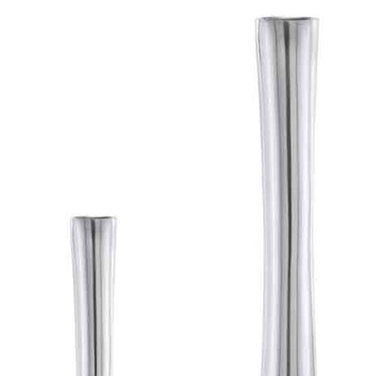 Set of Two Silver Aluminum Novelty Table Vases