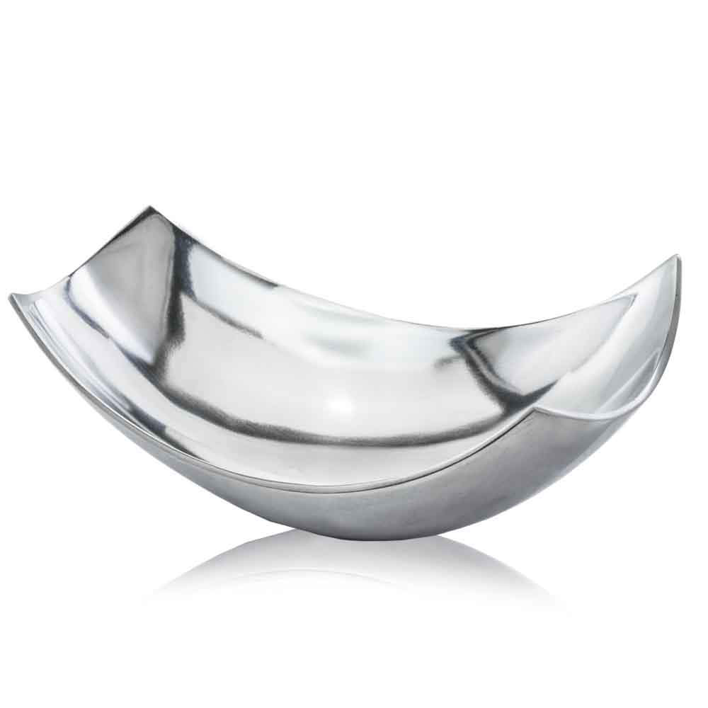 17" Silver Aluminum Scoop Centerpiece Bowl