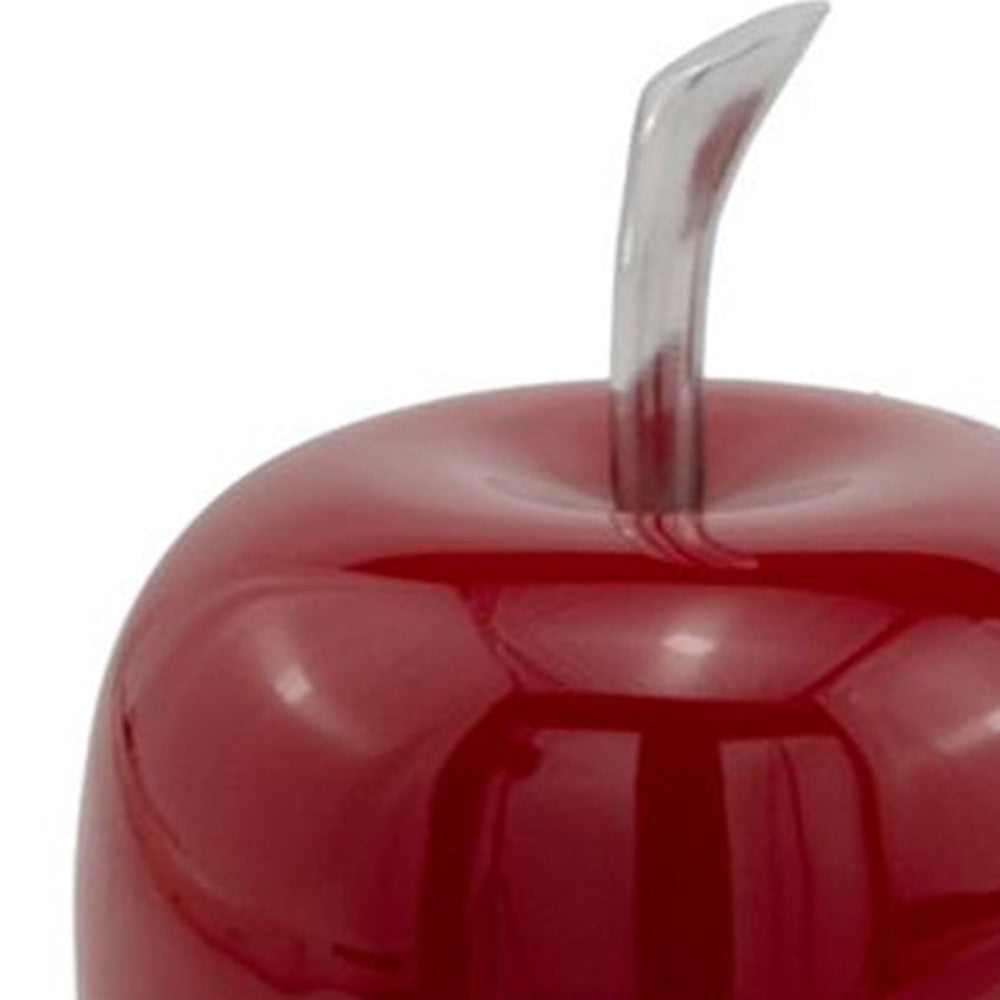 6" Red Aluminum Decorative Apple Tabletop Sculpture