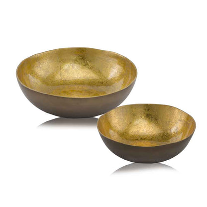 17" Gold and Bronze Aluminum Round Centerpiece Bowl