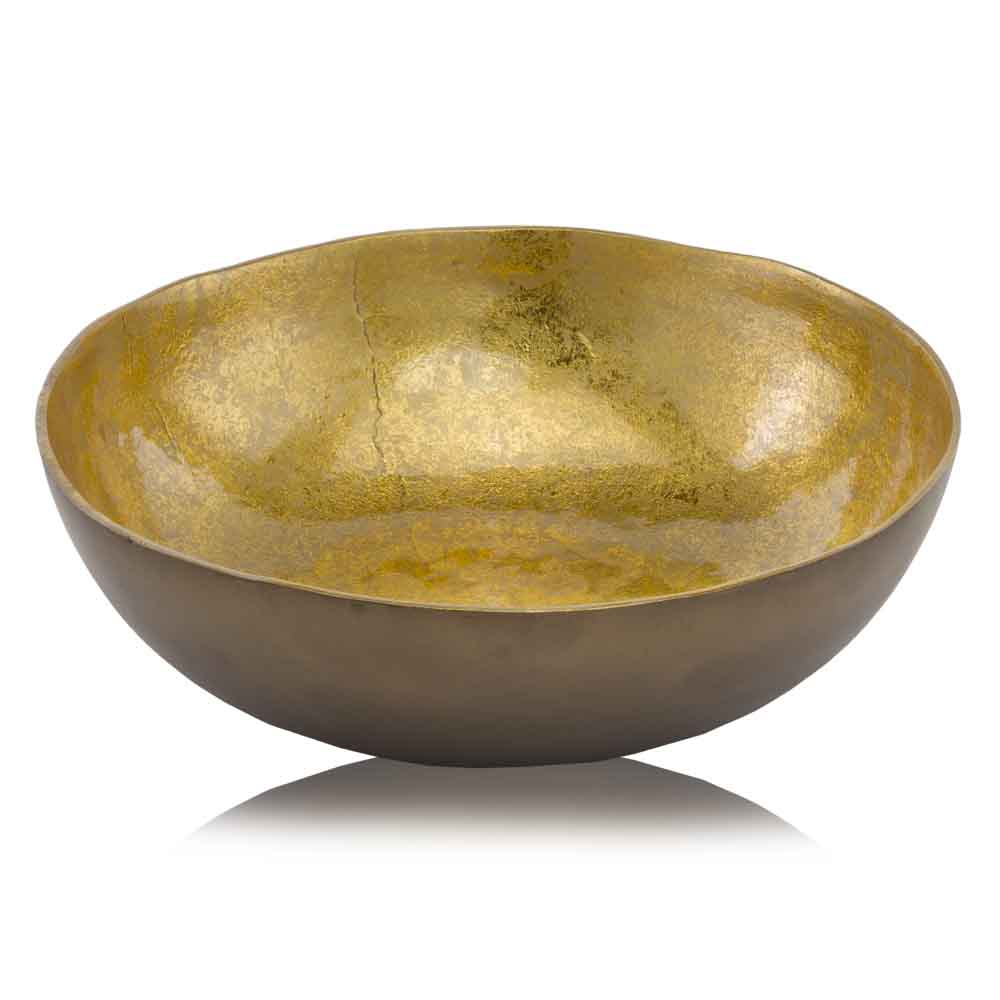 17" Gold and Bronze Aluminum Round Centerpiece Bowl