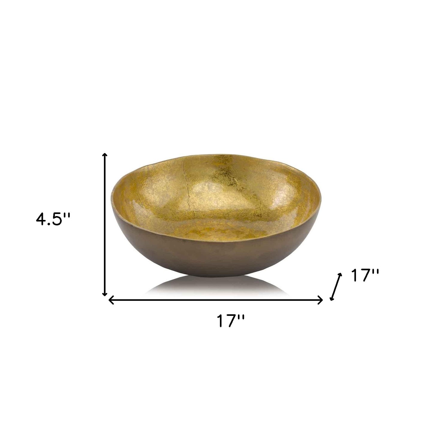 17" Gold and Bronze Aluminum Round Centerpiece Bowl