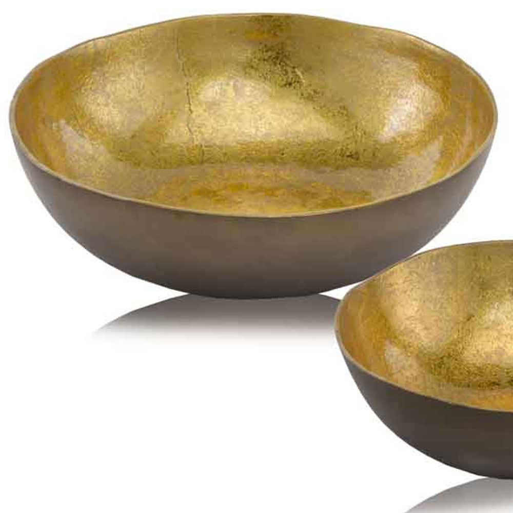 17" Gold and Bronze Aluminum Round Centerpiece Bowl