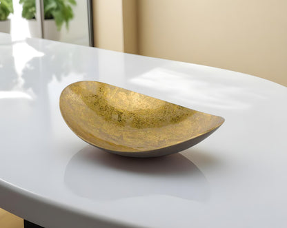 11" Gold and Bronze Aluminum Oval Centerpiece Bowl