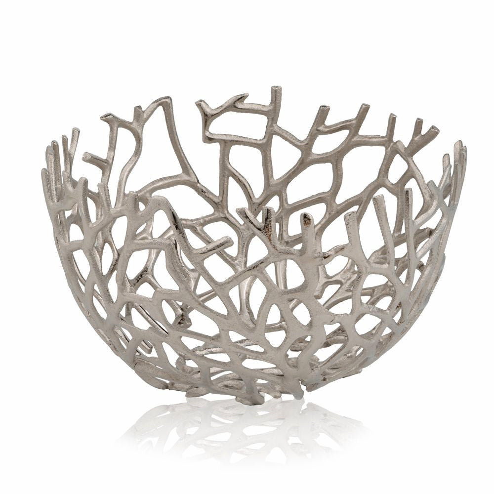 Round Silver Twigs Centerpiece Bowl