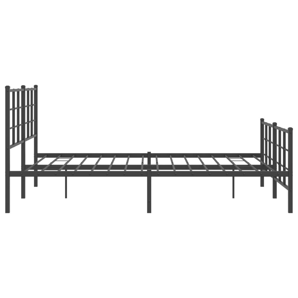 Metal Bed Frame without Mattress with Footboard Black 59.1"x78.7"