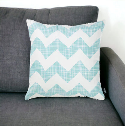 18" Aqua Chevron Throw Pillow Cover