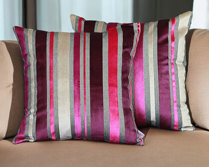 Set Of 2 Purple Varigated Stripe Decorative Pillow Covers