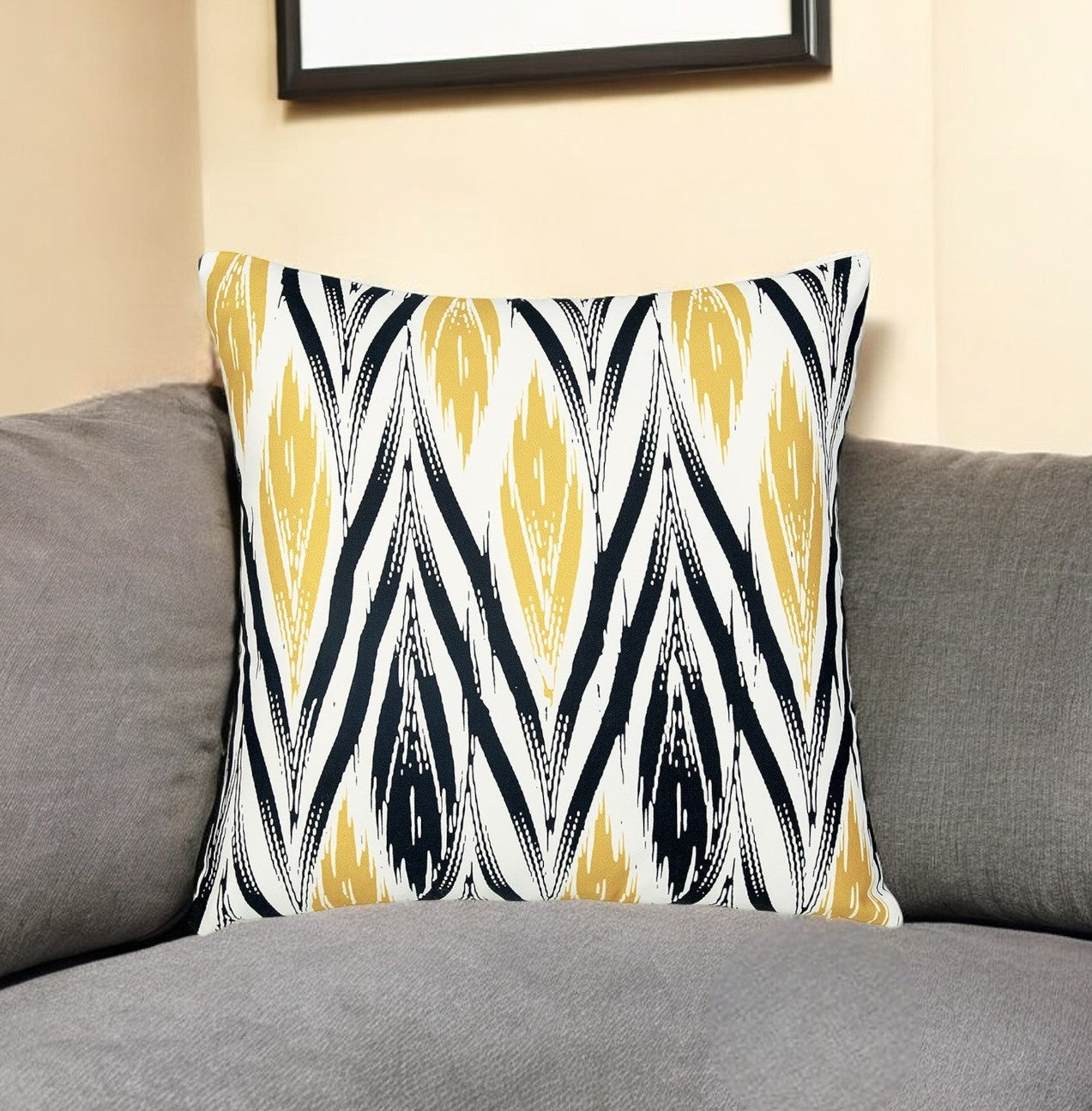 18" Black and Yellow Throw Pillow Cover