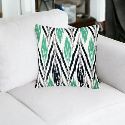 18" Black and Green Ikat Throw Pillow Cover