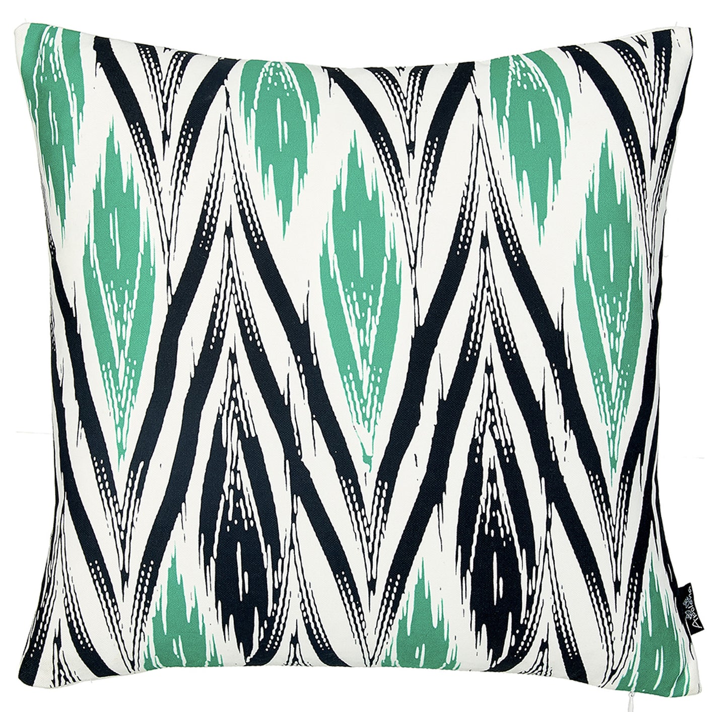 18" Black and Green Ikat Throw Pillow Cover