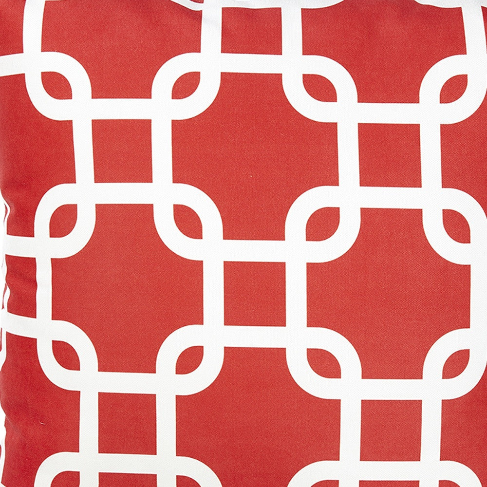 Red Lattice Decorative Throw Pillow Cover