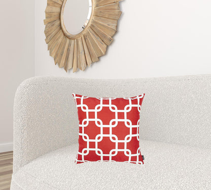 Red Lattice Decorative Throw Pillow Cover