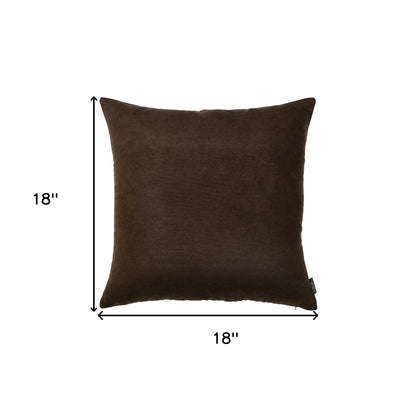 Set Of Two 18 X 18 Brown Solid Color Zippered Polyester Throw Pillow Cover