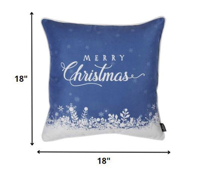 18" Blue Christmas Snowflakes Throw Pillow Cover