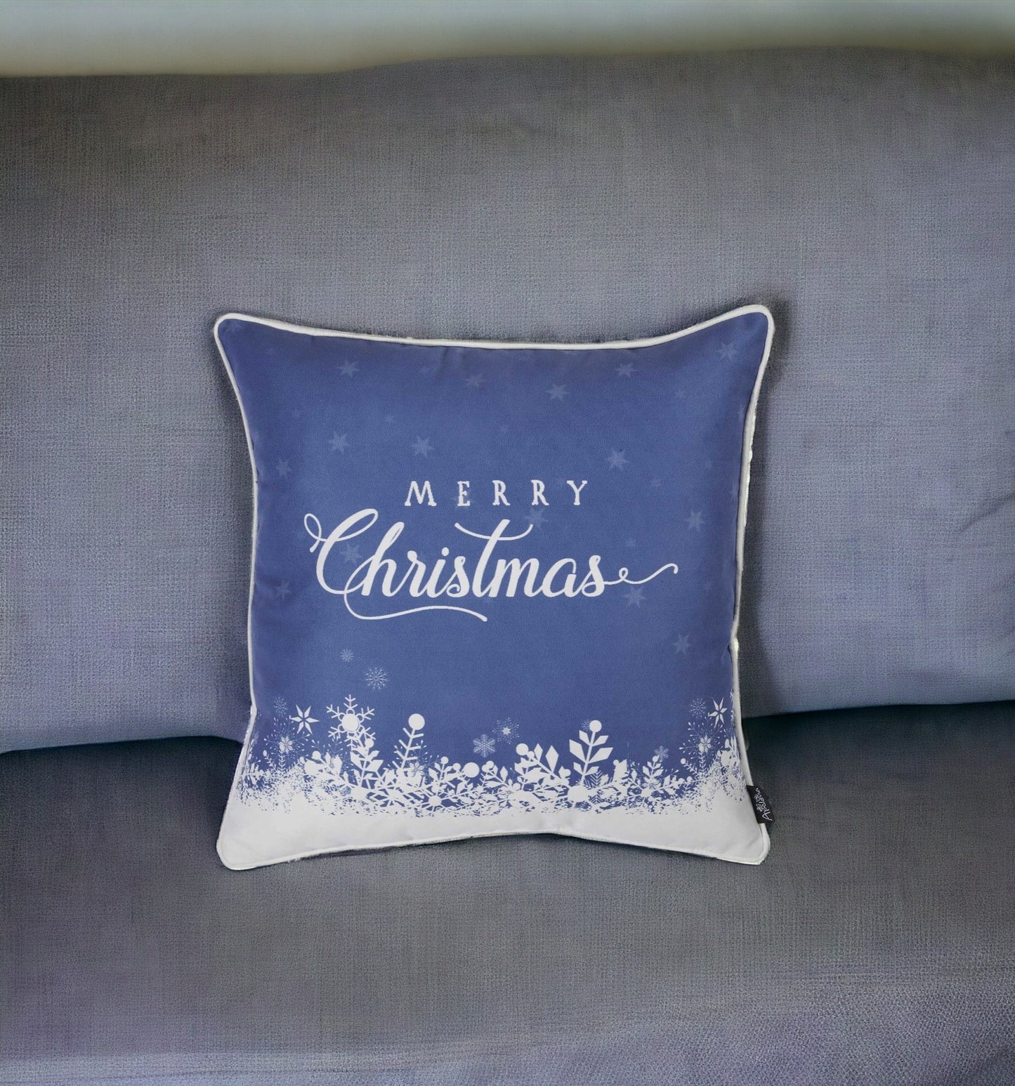 18" Blue Christmas Snowflakes Throw Pillow Cover