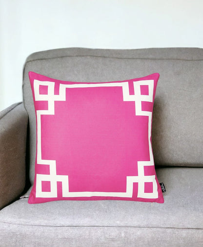 18" Pink and White Throw Pillow Cover