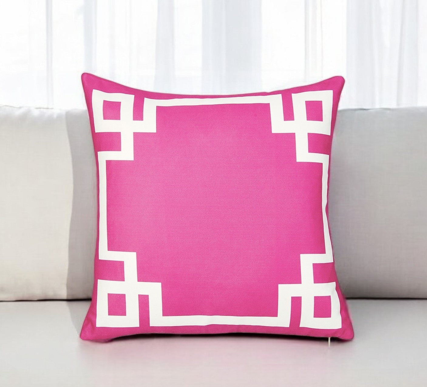 18" Pink and White Throw Pillow Cover