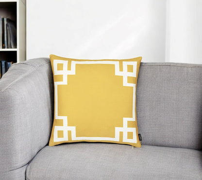 18" Yellow and White Throw Pillow Cover