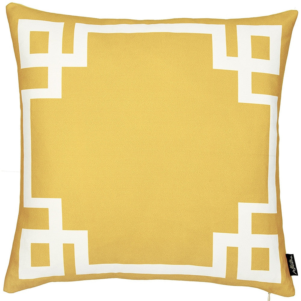 18" Yellow and White Throw Pillow Cover