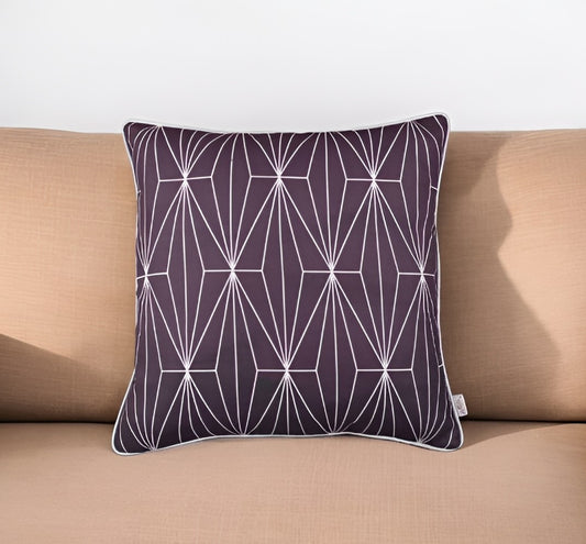 18" Purple and White Throw Pillow Cover