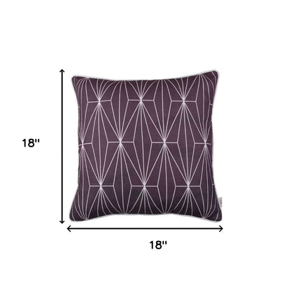 18" Purple and White Throw Pillow Cover