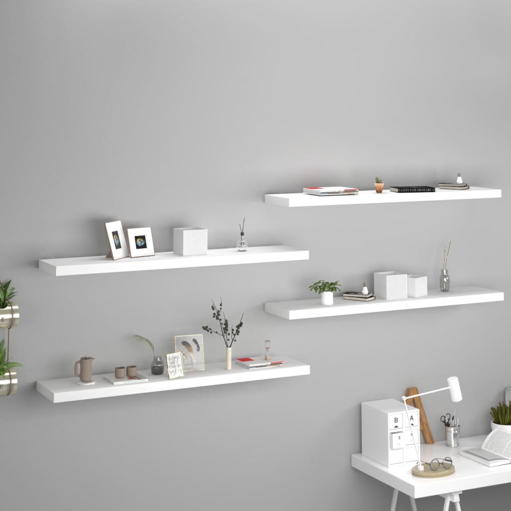 Floating Wall Shelves 4 pcs White 47.2"x9.3"x1.5" MDF