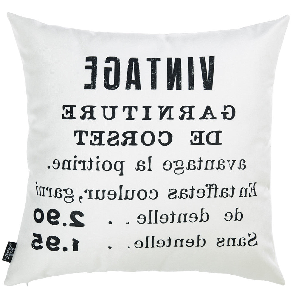 18" Black and White Throw Pillow Cover