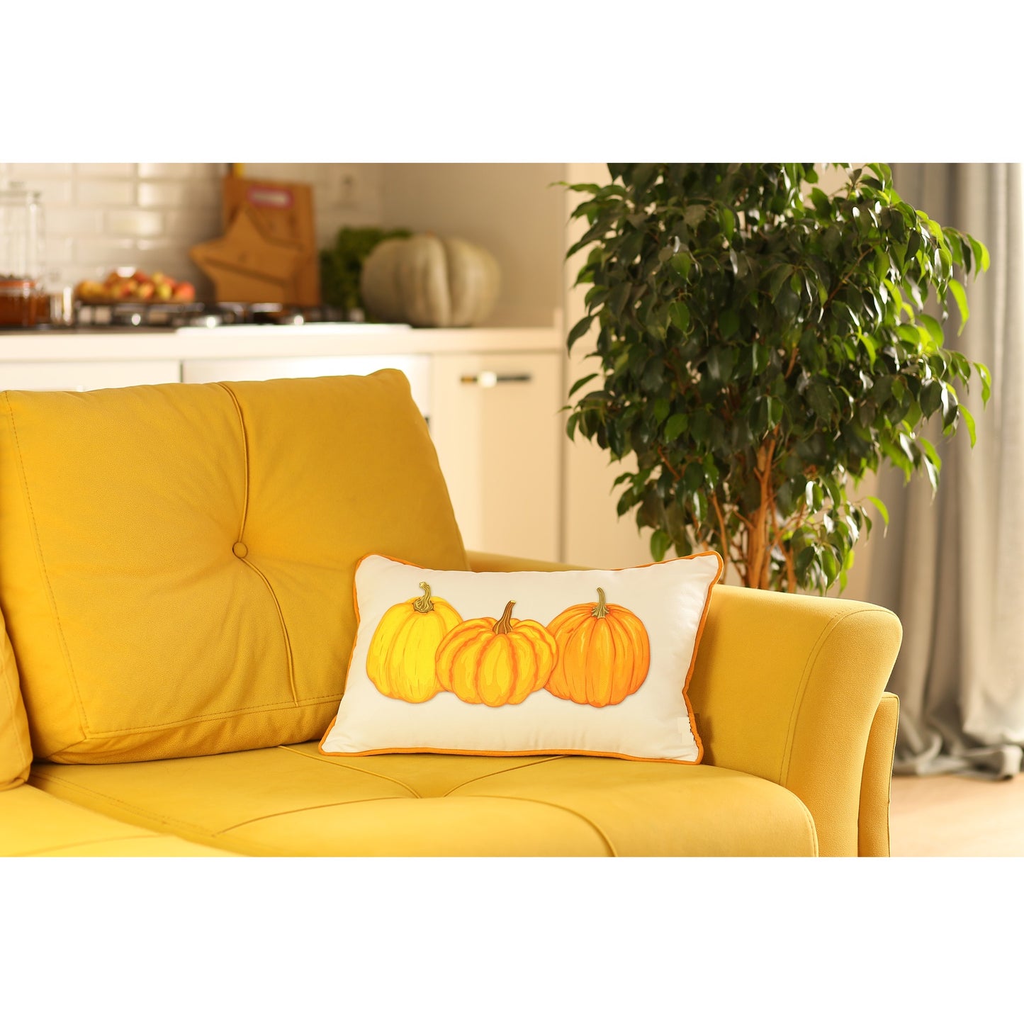 Pumpkin Trio Lumbar Decorative Throw Pillow Cover