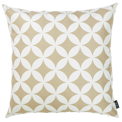 18" Taupe and White Geometric Throw Pillow Cover