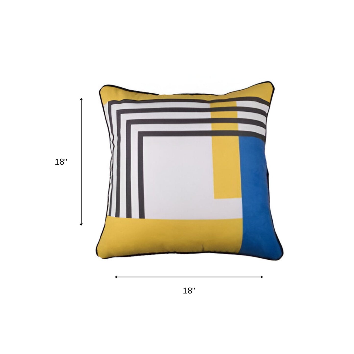 18" Yellow and White Throw Pillow Cover