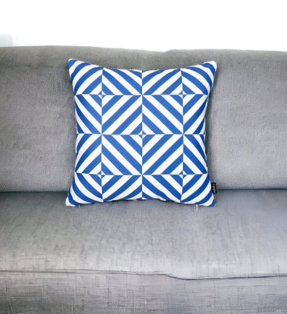 18" Blue and White Throw Pillow Cover