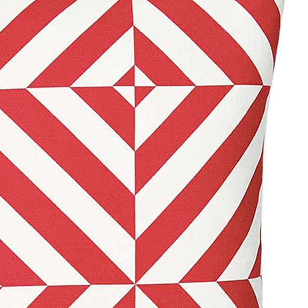 18" Red and White Geometric Throw Pillow Cover