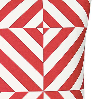 18" Red and White Geometric Throw Pillow Cover