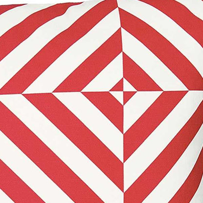 18" Red and White Geometric Throw Pillow Cover