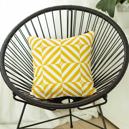 18" Yellow and White Throw Pillow Cover