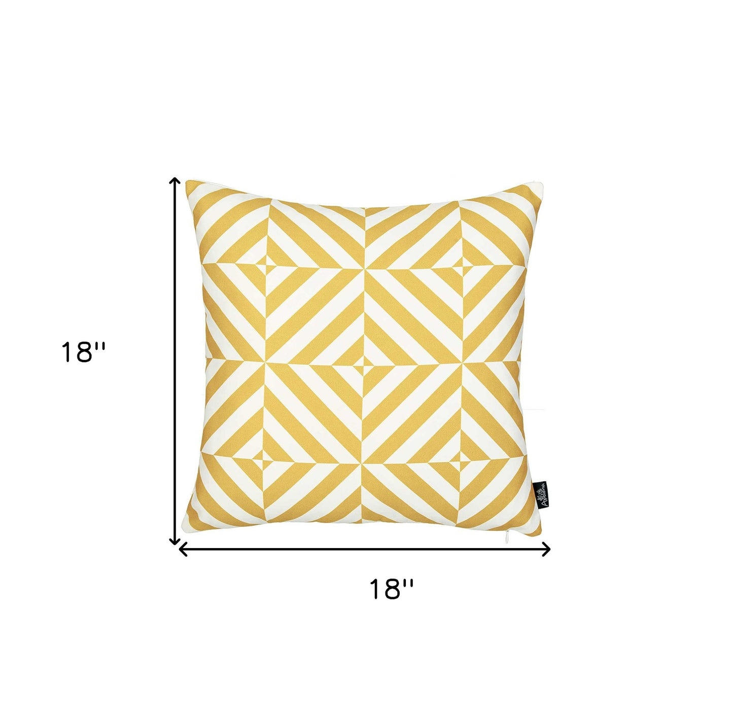 18" Yellow and White Throw Pillow Cover