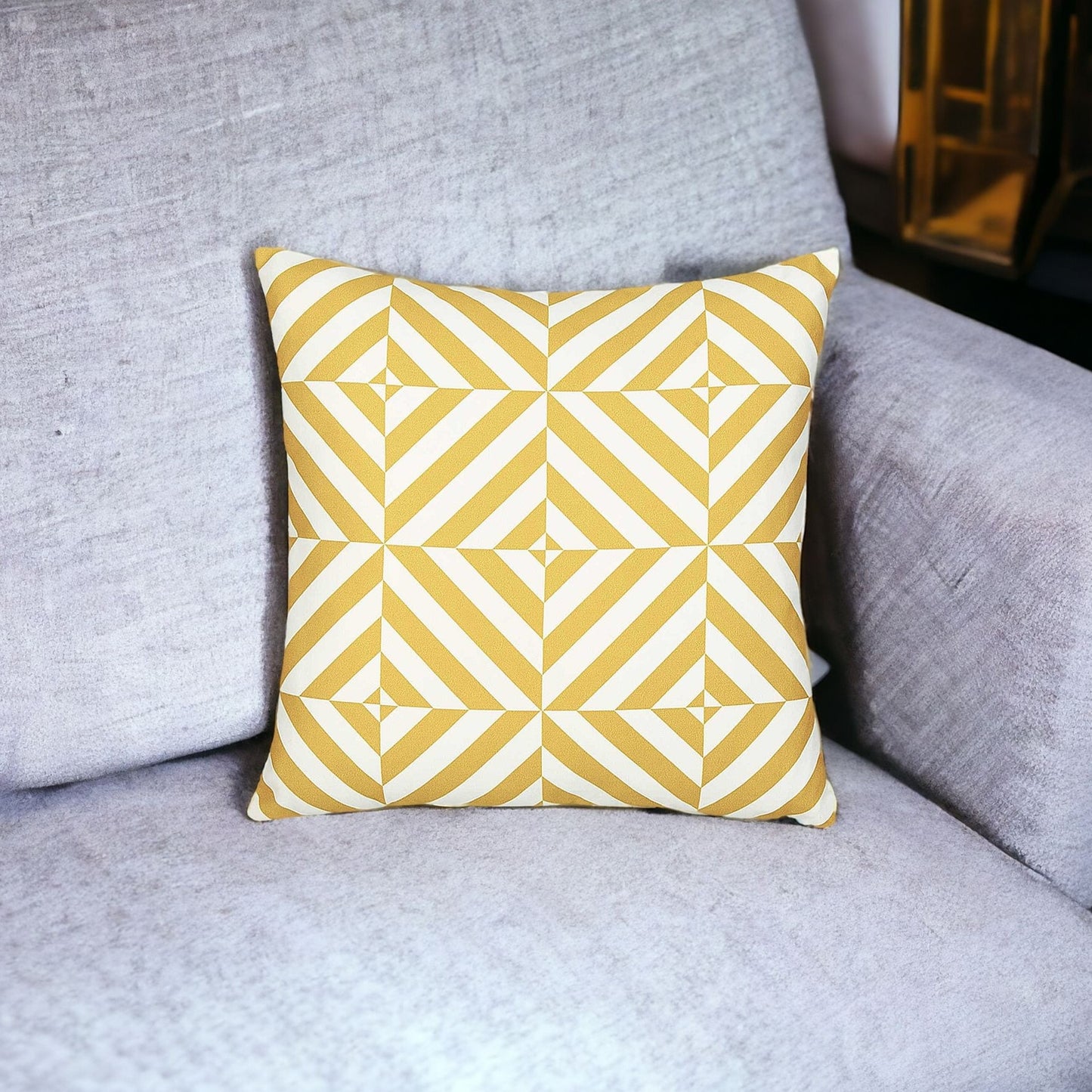 18" Yellow and White Throw Pillow Cover