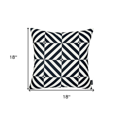 18" Black and White Geometric Throw Pillow Cover