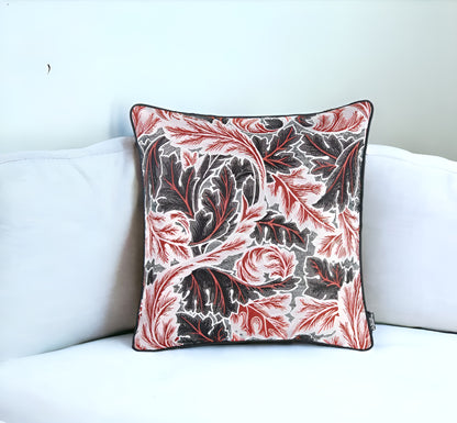 17" Red and White Throw Pillow Cover