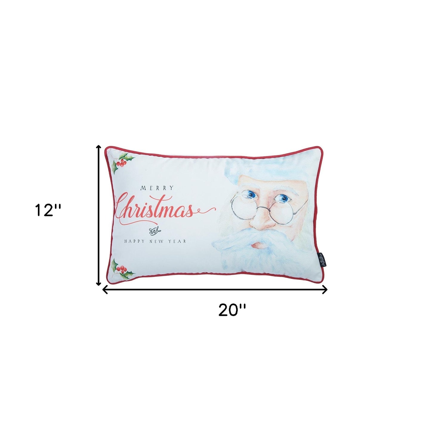 12" X 20" Red and White Christmas Santa Throw Pillow Cover